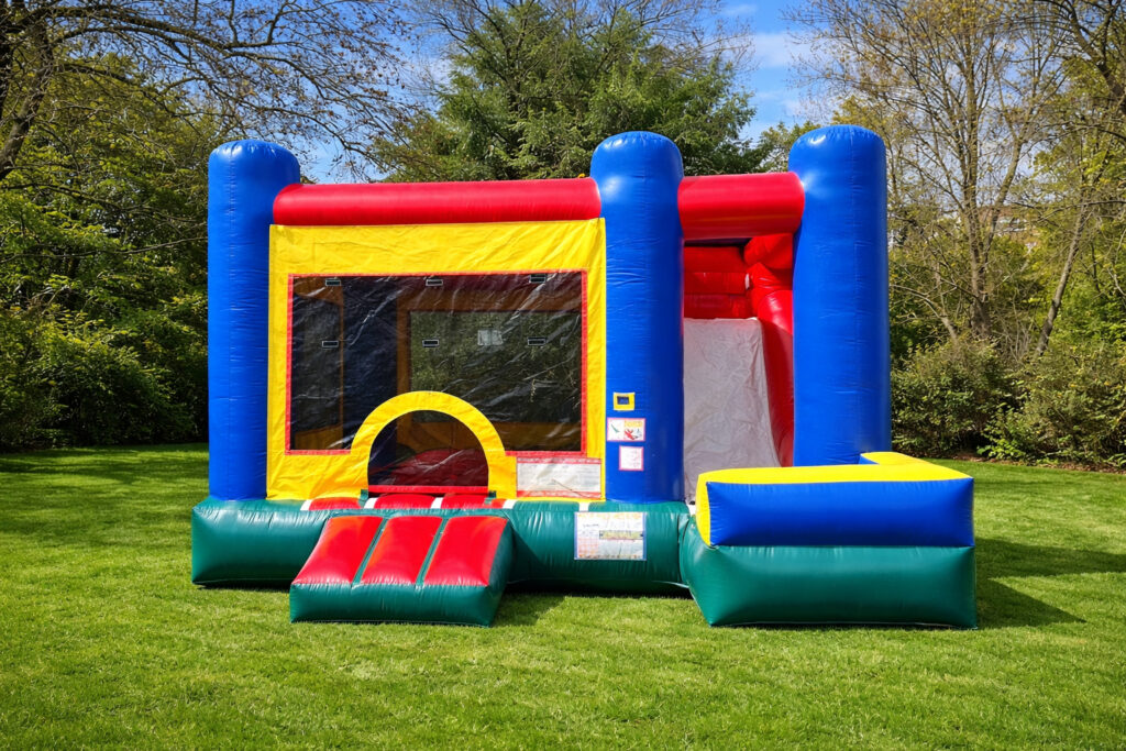 Colorful bounce house rentals with slide in Beverly, MA